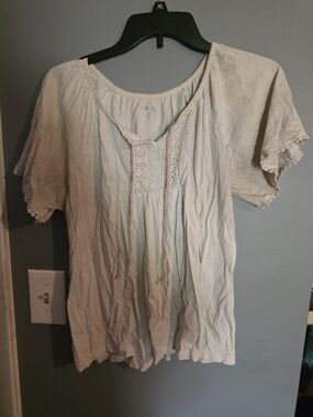 Kim Rogers Cream Lace Peasant Blouse